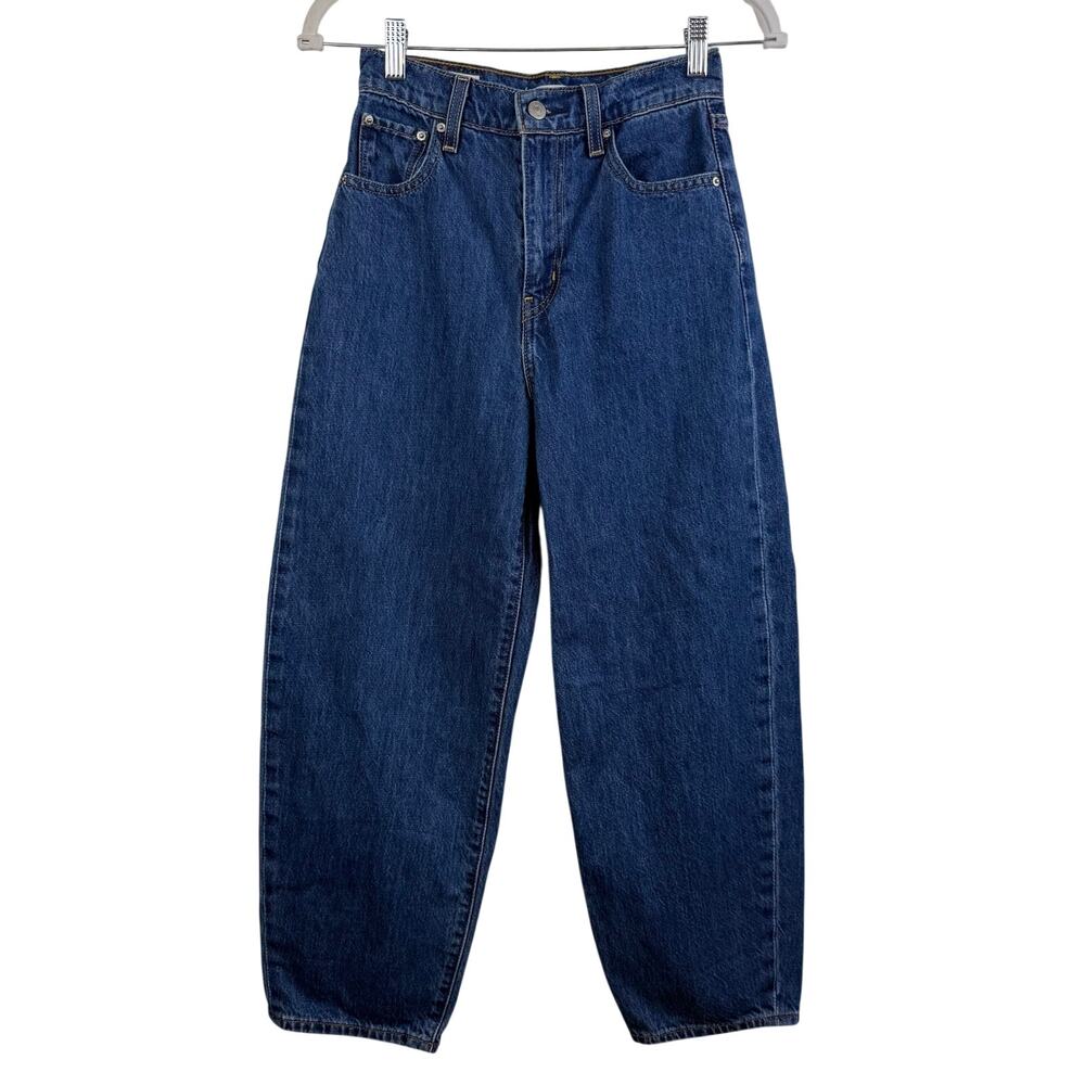 Levi's Premium Balloon Leg Jeans Size 24 Cropped 100% Cotton High Waisted Denim